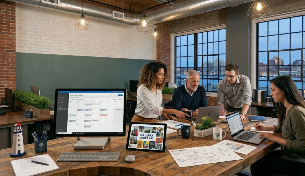 The modern marketing agency workspace of Integrated Marketing Halifax where professional content solutions are developed.