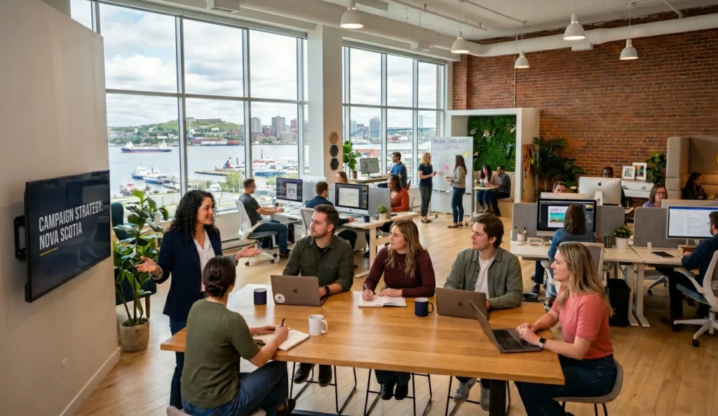 The modern marketing agency workspace of Integrated Marketing Halifax used for integrated branding & marketing strategies.