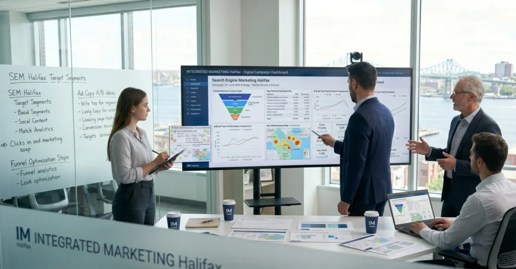 The modern marketing agency workspace of Integrated Marketing Halifax where Search Engine Marketing Halifax strategies are created.